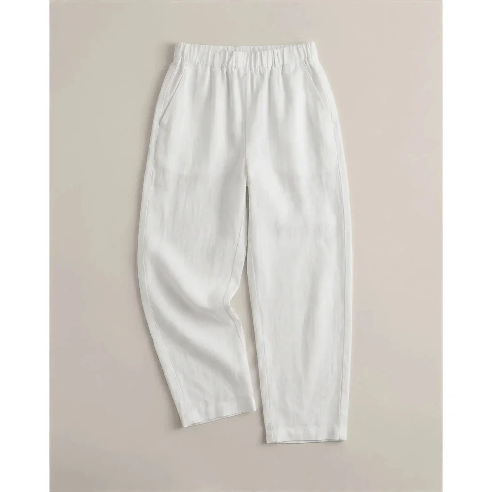 Quince Pants 100% European Linen Pull On NEW White 2X